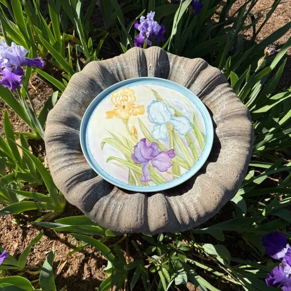 OOAK Hand painted Porcelain tray with irises - Picture 7 of 13